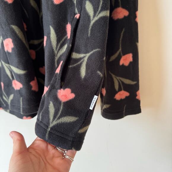 NWOT O’Neill Black and Pink Floral 1/2 Zip Hooded Fleece Pullover Jacket XXL - Picture 4 of 6